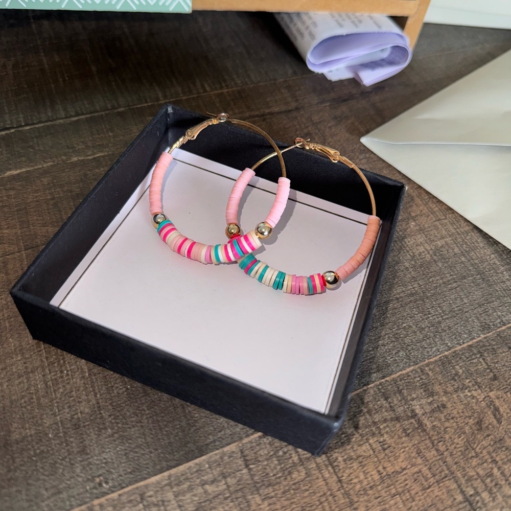 Pink Beaded Earrings with Vibrant Design